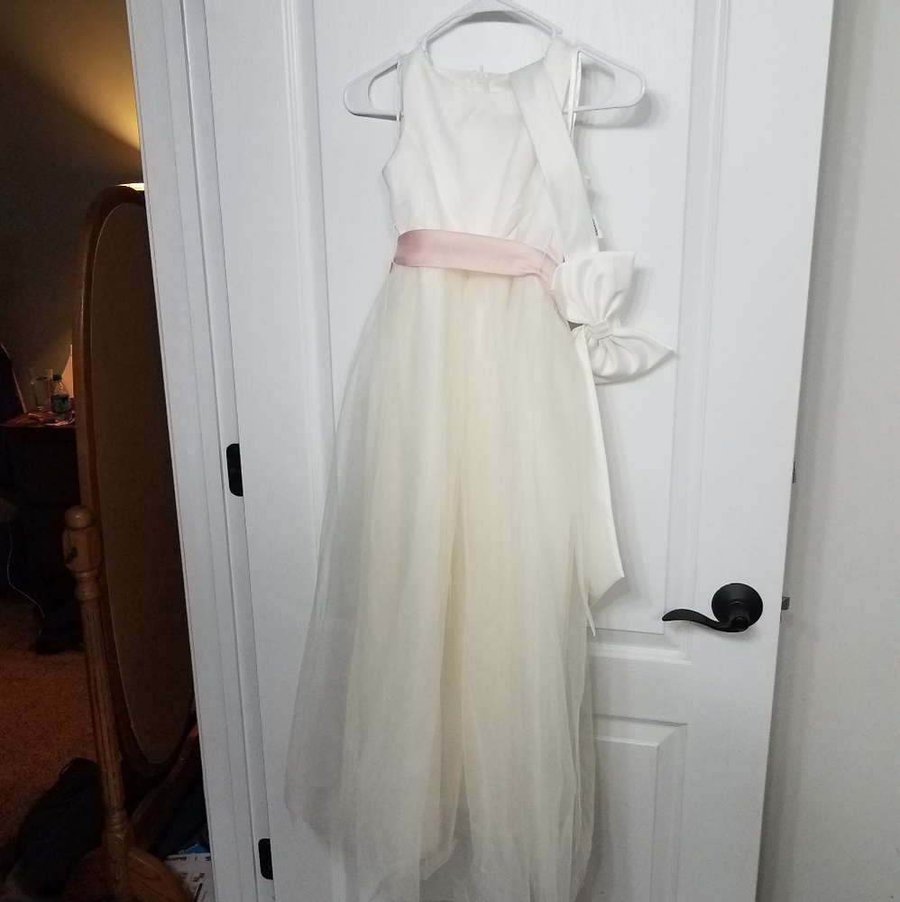 David's Bridal flower girl dress with 2 sashes